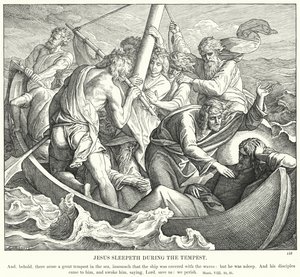 Jesus schläft während des Sturms (Gravur) von Julius (after) Schnorr von Carolsfeld