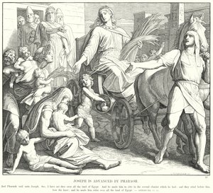 Joseph wird von Pharao befördert (Gravur) von Julius (after) Schnorr von Carolsfeld