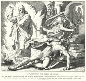 Saul befragt die Hexe von Endor von Julius (after) Schnorr von Carolsfeld
