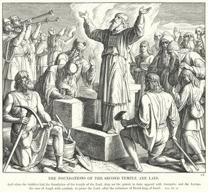 Die Fundamente des zweiten Tempels werden gelegt von Julius (after) Schnorr von Carolsfeld