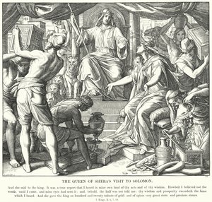 Der Besuch der Königin von Saba bei Salomo (Gravur) von Julius (after) Schnorr von Carolsfeld