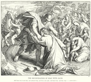 Die Versöhnung von Esau mit Jakob (Stich) von Julius (after) Schnorr von Carolsfeld