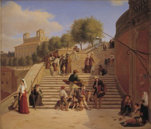 Die oberen Stufen der Spanischen Treppe in Rom von Julius Friedlænder