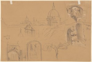 Studien des Kolosseums und Monte Pincio (verso)