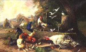 Geflügel bei einer Pumpe von Julius Scheuerrer