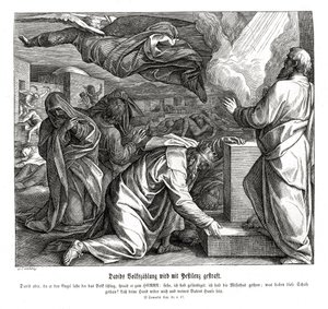 David wird für die Volkszählung bestraft, 2. Samuel von Julius Schnorr von Carolsfeld