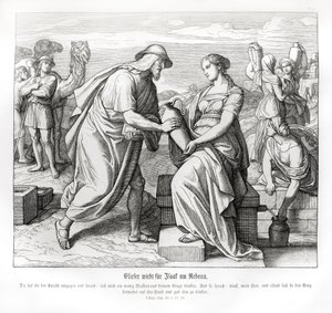 Eliezer und Rebekka am Brunnen, Genesis von Julius Schnorr von Carolsfeld