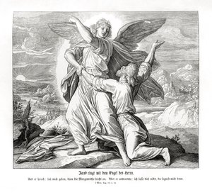 Jakob kämpft mit dem Engel, Genesis von Julius Schnorr von Carolsfeld