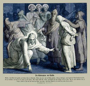 Jesus und die Ehebrecherin, Evangelium nach Johannes von Julius Schnorr von Carolsfeld