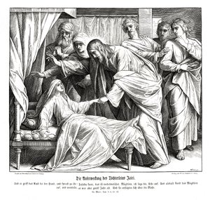 Jesus erweckt das kleine Mädchen, Evangelium nach Markus von Julius Schnorr von Carolsfeld