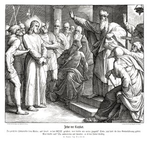 Jesus vor Kaiphas, Evangelium nach Matthäus von Julius Schnorr von Carolsfeld
