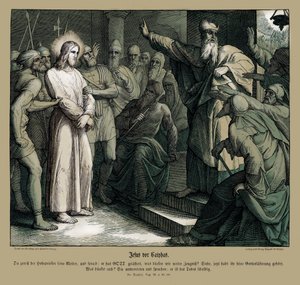 Jesus vor Kaiphas, Evangelium nach Matthäus von Julius Schnorr von Carolsfeld