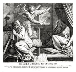 Joseph wird gewarnt, nach Ägypten zu fliehen, Evangelium nach Matthäus
