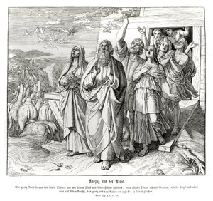 Noah und seine Familie nach der Flut, Genesis von Julius Schnorr von Carolsfeld
