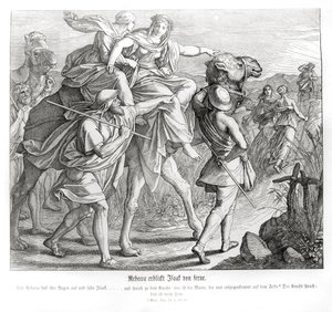 Rebekka sieht Isaak von weitem, Genesis von Julius Schnorr von Carolsfeld