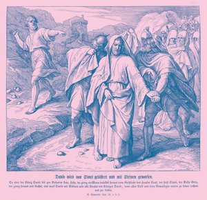 Schimi verflucht und wirft Steine auf David, 2. Samuel von Julius Schnorr von Carolsfeld