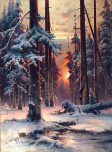 Winterdämmerung im Tannenwald von Julius Sergius Klever