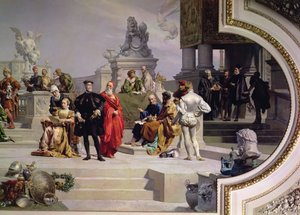 Patronage der Künste durch das Haus Habsburg: linker Teil eines Deckenbildes, 1891 von Julius Victor Berger
