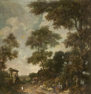 Wandgemälde einer holländischen Landschaft mit einem Sandweg von Jurriaan Andriessen (attributed to)