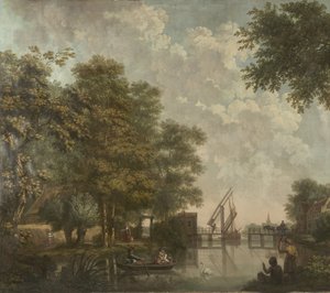Drei Wandgemälde einer holländischen Landschaft von Jurriaan Andriessen (attributed to)