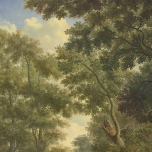 Arkadische Landschaft, eine von zehn Wandmalereien im Gartenraum des Hauptgeschosses des Amsterdamer Hauses Herengracht 524 von Jurriaan Andriessen