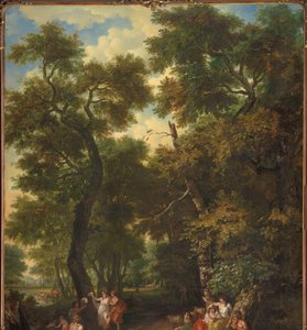 Arkadische Landschaft mit musizierenden und tanzenden Hirten