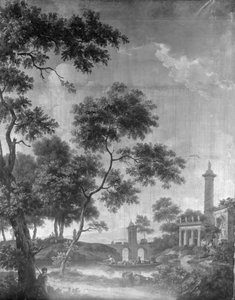 Wandbehang mit arkadischer Landschaft, zugehörig zum Saal der Herengracht 40 von Jurriaan Andriessen