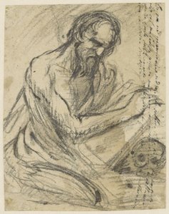 Hl. Hieronymus, schreibend in ein Buch, das er über einen Schädel hält von Jusepe de Ribera