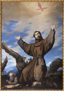 Die Stigmatisation des Heiligen Franziskus von Assisi. Gemälde aus der Werkstatt von José de Ribera, genannt „der Spanier“ (1591-1652)
