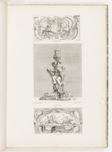 Ornamenttafel mit Muschelbrunnen flankiert von Girlanden und Voluten, pl. 22 in Oeuvre de Juste-Aurèle von Juste Aurèle Meissonnier