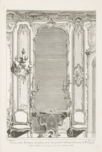 Entwurf eines Trumeau-Spiegels für ein großes Kabinett für Portugal, 2. Tafel von Juste Aurèle Meissonnier