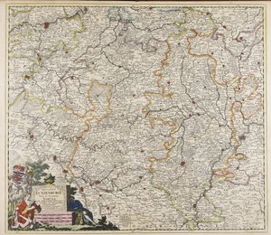 Ducatus Lutzenburgi nova et accurata tabula: cum adjacentibus provinciis et omnibus suis regionibus delineatio / per Iustinum Danckerts