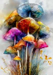 Bunte Aquarellpilze von Justyna Jaszke