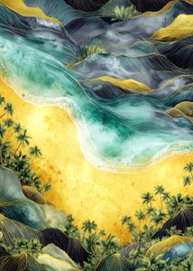 Goldenes Strandabstrakt von Justyna Jaszke