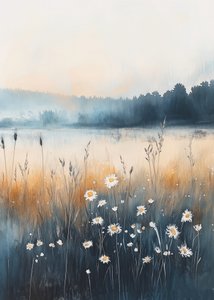 Neblige Wiesen-Gänseblümchen von Justyna Jaszke