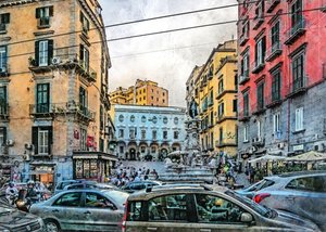 Neapel Stadt Aquarellkunst Italien (13)