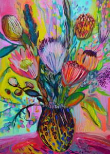 Lebendiger Protea-Strauß von Justyna Jaszke