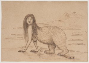 Frau mit dem Hinterteil eines Eisbären (Illustration für eine Inuit-Legende)