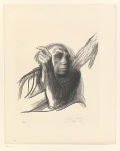 Käthe Kollwitz als alte Frau mit Hand auf der Schulter von Käthe Kollwitz (signed by artist)