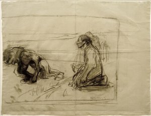 Studie zu Pflüger (Pflüger mit kniender Frau) von Käthe Kollwitz