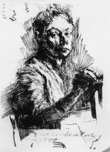 Käthe Kollwitz, Selbstbildnis, zeichnend von Käthe Kollwitz