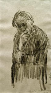 Stehende Frau, den Kopf in die rechte Hand gestützt von Käthe Kollwitz