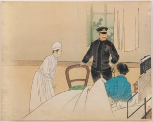 Der Torpedo-Offizier: Frontispiz-Illustration aus der Literaturzeitschrift Bungei kurabu, Band 1, Nummer 8 von Kajita Hanko
