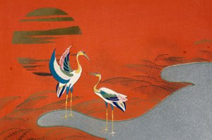 Vögel bei Sonnenuntergang am See