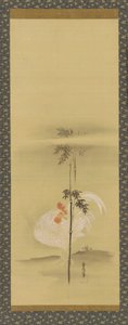 Hahn und Bambus, Edo-Periode, Mitte 17. bis frühes 18. Jahrhundert von Kanô Yôboku Tsunenobu