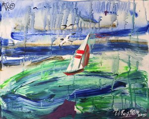 Dynamische Segelboot Meereslandschaft