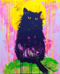 Mystische schwarze Katze