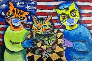 Patriotische maskierte Katzen