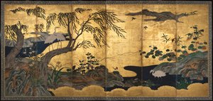 Vögel und Blumen, späte 16. Jahrhundert von Kano Shoei (attr.to)