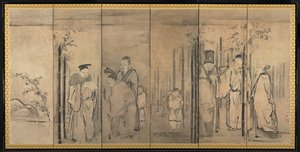 Sieben Weise des Bambushains, Vier Älteste des Berges Shang, 1600er von Kanō Tan’yū